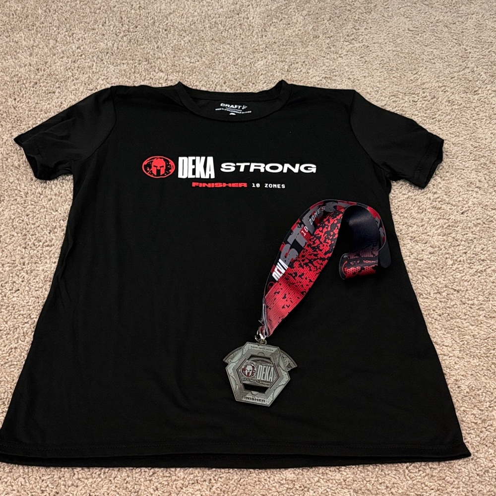 Spartan Race DEKA Strong Finisher T-Shirt with Medal